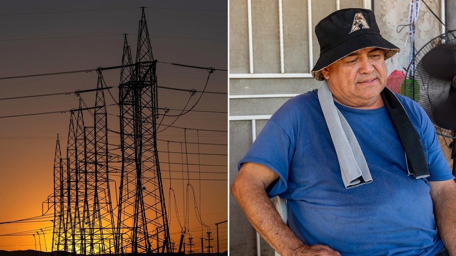 Power lines are seen during heat wave