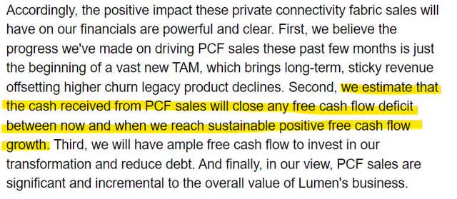 Lumen Technologies Path to Free Cash Flow Statements